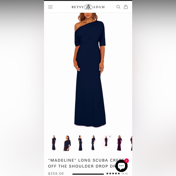 Betsy & Adam Dresses & Skirts - Betsy and Adam Asymmetrical off shoulder Navy Dress Formal MOB MOG Wedding